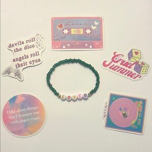 Taylor Swift “Lover” Bracelet & Vinyl Sticker Gift Bundle